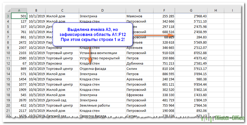 Как закрепить строку в Excel при прокрутке. Закрепление строки в программе Microsoft Excel