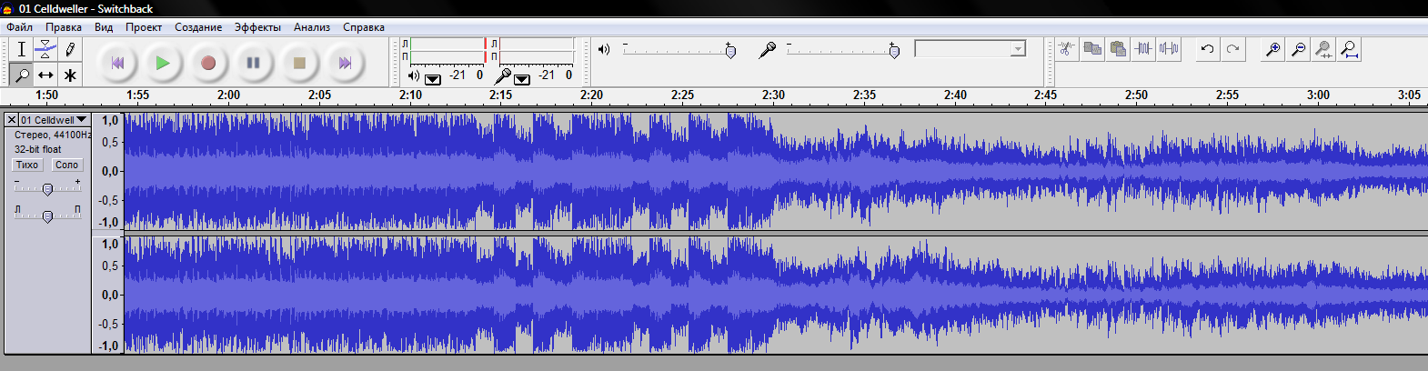 Вид окна программы Audacity